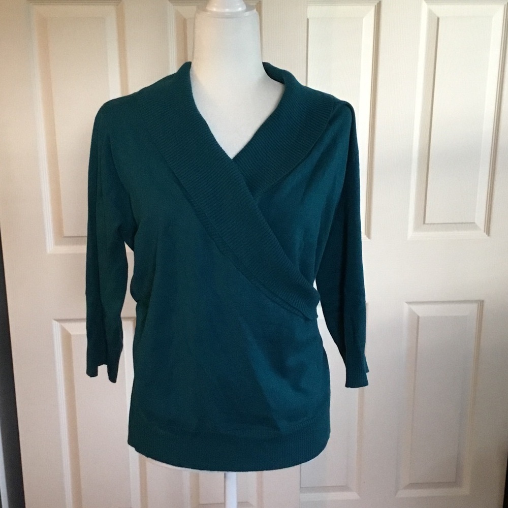 AB Studio Teal V-Neck Sweater